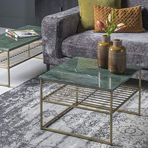 Brix Couchtisch Dian Marble 55 x 55 cm Metall Gold Marmor grün Sofatisch Tisch