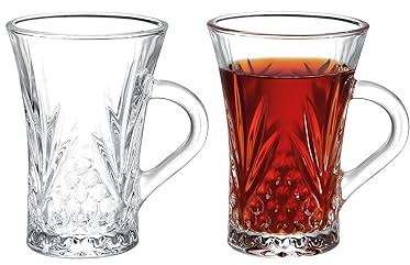 Madame Coco Juego de 4 tazas de té de cristal de 150 ml grandes, vasos de té Felecia, tazas de té para té, té verde, té de hierbas, café, tazas de té de cristal, tazas de té grandes, regalos para muje