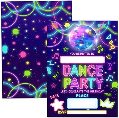 Nopoben Tanzparty Einladungskarten Disco Geburtstag Party Einladung Kinderparty Feier 20 Karten mit 20 Umschlägen - (wuhui01)