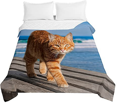Chickw1 Tagesdecke Bettüberwurf Steppdecke, 3D Tier Katze Drucken Tagesdecken mit Präge Wohndecke aus Mikrofaser Gesteppt Bettdecke für Einzelbett Doppelbett (Wald,200x230cm)