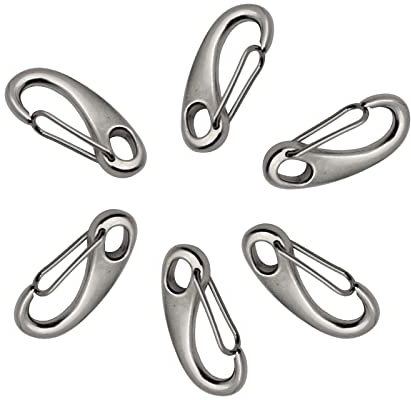 Srup 6 Stück Edelstahl Klettern Clips, Edelstahl Schnapp-Karabiner, 304 Edelstahl Karabinerhaken, für Bergsteigen Camping Wandern Outdoor, Silber, 5 x 2,4 cm/1,96 x 0,94 Zoll