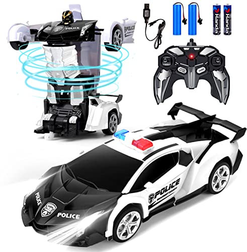 Dolanus Voiture télécommandée – Transform Robot RC Cars contient toutes les piles : déformation à un bouton et dérive rotative à 360 degrés, cadeau de Noël d'anniversaire pour garçons/filles