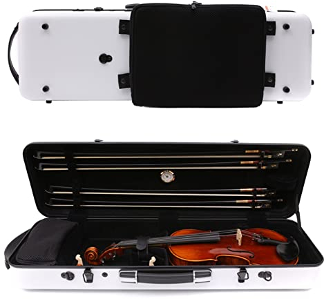 FLFL Geigenkoffer in voller Größe, White Advanced 4/4 Violine Hardcase Carbon Composite Hohe Festigkeit