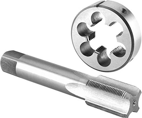 Burkit Jeu de tarauds et filières M27 x 3 pour droitier, filetage de machine M27 x 3,0 et filière ronde