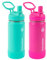 ThermoFlask Stainless Steel Kids Bottles with Straw Lid,BPA-Free, 16 Ounces, 2 Count (Aquamarine/Storm Pink)