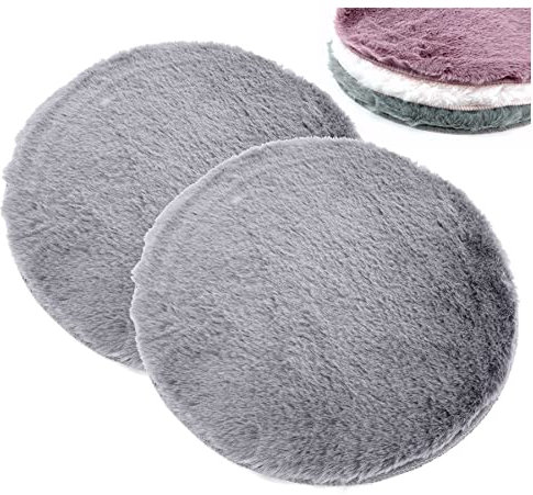 heimtexland ® Sitzkissen Fellimitat Hase Kuschelig Weiche Stuhlauflage Kunstfell Vegan Bank Kissen Chalet Deko Fell Holzbank Stuhlkissen Typ838 Anthrazit Grau