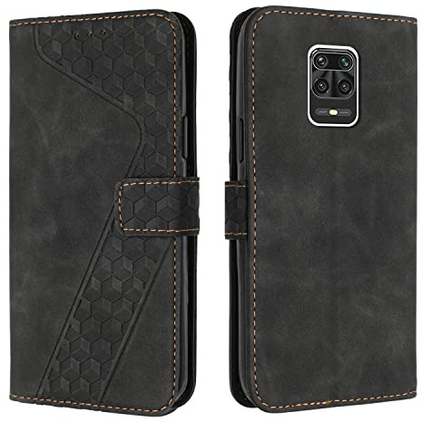 OKZone Kompatibel mit Xiaomi Redmi Note 9 Pro/Note 9 Pro Max/Note 9S Hülle, PU Leder Handyhülle Tasche Wallet Schutzhülle Flip Cover Brieftasche Etui mit Magnet Kartenfach TPU Lederhülle (Schwarz)