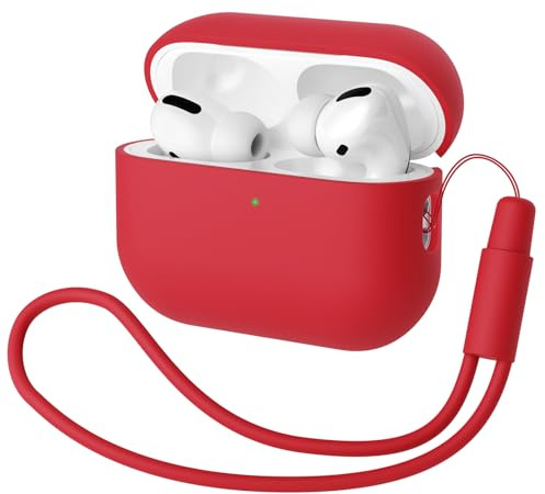 Kompatibel mit Airpods Pro 2 Generation Hülle 2022, Mocarheri Ultra-dünnes, Silikon Stoßfeste Weiches Schutzhülle für Airpods Pro 2, Voller Schutz für Airpods Pro 2 Case Cover-Rot