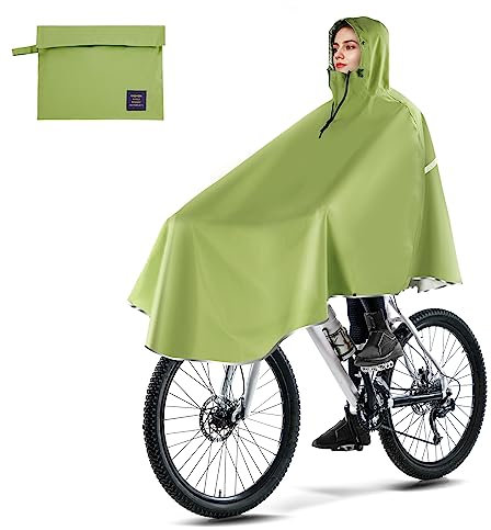 LAMA Fahrrad-Poncho, Fahrradumhang, wasserdicht, Regenmantel, Jacke, Capes, leicht, wiederverwendbar, für Radfahren, für Jungen, Mädchen, Herren, Damen, Erwachsene, Matcha, XL/XXL