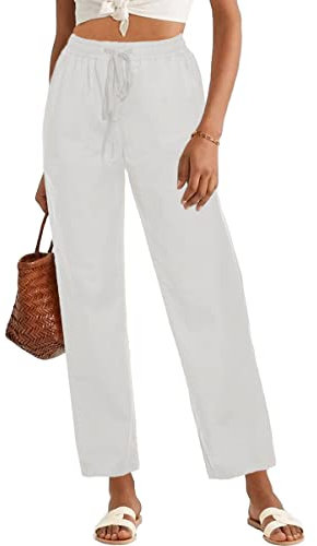 HVEPUO Sommerhose Damen Leicht WeißE Hose Weisse Hosen Damenhosen Weit Geschnitten Sommerhosen Weib M