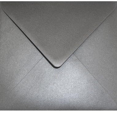 Netuno 25 quadratische Briefumschläge Perlmutt-Dunkel-Grau 153x 153 mm 120g Aster Metallic Grey Perlmutt-Glanz-Umschläge quadratisch Perlglanz metallisch-glänzende Kuverts Metallic-Effekt