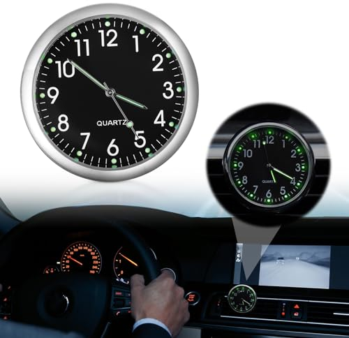 Auto uhr, Motorraduhren Uhr Zum Aufkleben für Auto Uhren Mini Uhr für Auto Armaturenbrett, Armaturenbrett Uhr Aufklebbare Auto, Quartz Uhr für Armaturenbrett Home Decor Innendekoration (Schwarz)