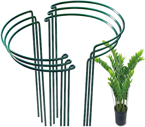 RZMZBY 6 Pezzi Pali di Supporto per Piante 25cmx40cm,Piante da Giardino Semitondo Anello di Supporto per Piante da Giardino Bordo per Pomodoro,Peonie, Vite, Piante Rampicanti Fiore