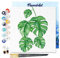 Figured'Art Mini Peinture par Numéro Adulte 20x20cm avec cadre Feuilles - Petit Format Kit de Loisir Créatif DIY Numéro d'Art Complet