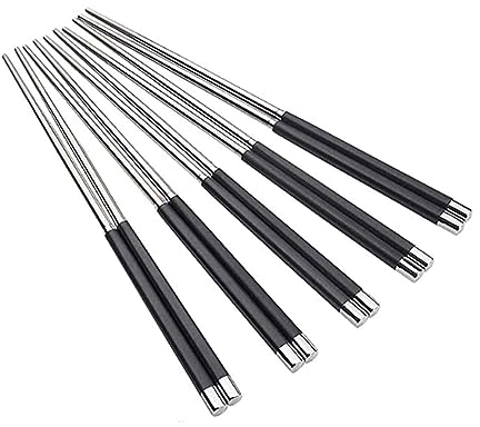DOOKAA Baguette coréenne Baguette Chinoise Enfant Réutilisables, 10 Paires antidérapantes en Alliage de Fer argenté en Acier Inoxydable Sushi Baguettes de sécurité colorées Baguettes Cadeau