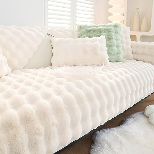 YSZBD Ecksofa Bezug Waschbar Abnehmbar U/l Form Sofahusse 3/4/2/1 Sitzer Mit Armlehne Sofa Überwurfdecke rutschfest Couch Cover Waschbar Sofaschutz (White, 90x240cm)