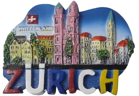 MUYU Craft 3D Zurich Switzerland Fridge Magnet Travel Souvenir Refrigerator Decoration Magnetic Sticker Hand Painted Craft Collection