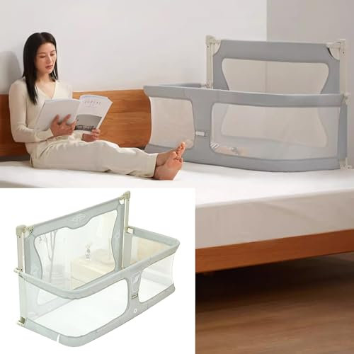 3-in-1 Baby Beistellbett, Babybett, Beistellbett Baby Boxspringbett, Atmungsaktives Und Sichtbares Netzfenster Und Weicher, Waschbarer Futterbezug,robuste Aluminiumlegierung, 47*19.7in ( Color : Light