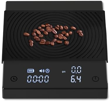 Black Mirror Basic 2, TIMEMORE Pour-Over Coffee Scale with Timer, Flow Control, 0.1g Accuracy, Featuring Automatic Timer, 2000g Capacity, Black