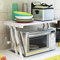 HUOLE Scaffalatura Mobile Scaffale Porta Microonde Struttura in Metallo con Ripiano in Legno MDF Organizer Mensola per Utensili Strumenti Cucina Design Moderno-57 * 38 * 38 cm Z-Bianco