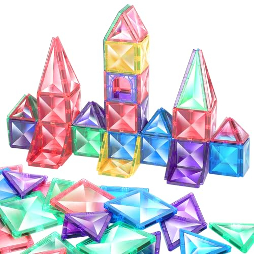 Ikaliwei Magnetische Bausteine Kinder Spielzeug für 3 4 5 6 7 Jahre Mädchen Jungen, 20 Stück Magnetische Fliesen Kleinkind Spielzeug Alter 3-5, Bausteine Spielzeug 4-6 Weihnachten Geburtstag Geschenke