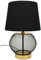 Arnusa Tischlampe schwarz gold rund 25x38 cm mit schwarzem Schirm Nachttischlampe elegante Lampe Tischleuchte E27 ohne Leuchtmittel