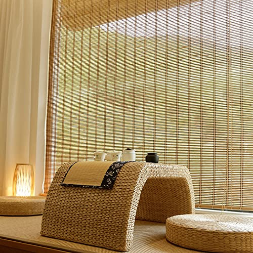 FENGSHOUU Bambusrollo Natur Bambus Rollo,Bambus Raffrollo,Sonnenschutz Sichtschutz Rollo Seitenzugrollo,für Fenster und Türen,Blickdicht,Einfache Montage,Anpassbar,Breite×Höhe (130cm x 140cm)