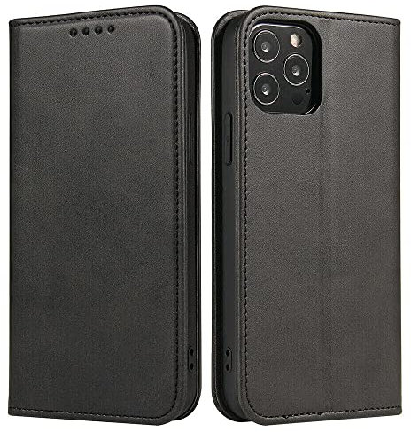 Mixroom - Custodia Cover Case a Libro Nero per iPhone 15 PRO con Stand in Ecopelle Chiusura Magnetica Formato Portafoglio Parte Interna in TPU Morbida con Bordi Piatti