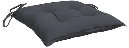 vidaXL Lot de 6 Coussins de Chaise, Galette de Siège avec Jeux de Cordes, Coussin d'Extérieur Imperméable, Anthracite 50x50x7 cm Tissu Oxford