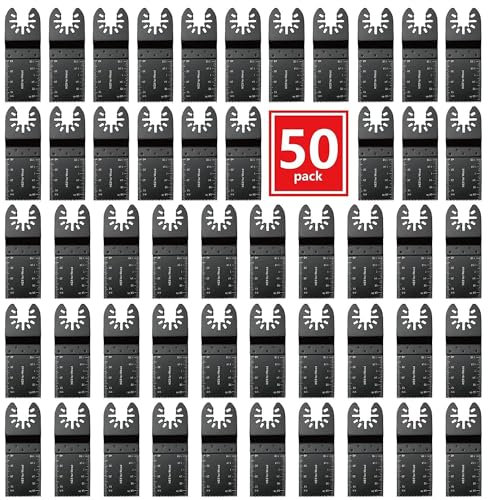 50 Pcs Wood Oscillating Multitool Quick Release Saw Blades Compatible with Fein Multimaster Porter Cable Black & Decker Bosch Craftsman Ridgid Ryobi Makita Milwaukee Rockwell