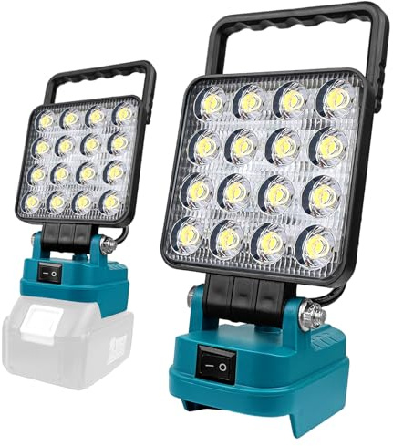 Tragbares LED Akku Lampe für Makita 14.4V-18V LXT, 48W Akku Arbeitslicht, LED Arbeitslicht mit Dual USB Ladeanschluss (keine Batterie) für Baustellen, Autoreparaturen, Notleuchten
