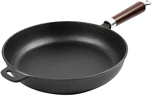 HSDAFCSW Frying Pan with Lid Old Iron Pan Flat Cast Iron Mini Manual Wok Single Handle Wok Single 22Cm Induction Suitable Saute Pan (Cast Iron 22cm)