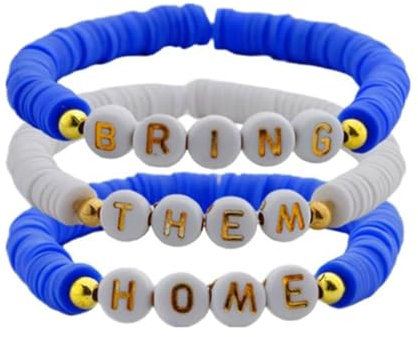 Bring Them Back Home Armband, Israel-Flagge, unterstützt Israel, ich stehe mit Israel-Schmuck, für Damen und Herren, israelische Flagge, Armband, Armreif, Souvenir, Geschenke, 2 Stile, Polymer-Ton,