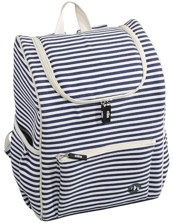 cilio Isolierrucksack OCEANO | 14 L Fassungsvermögen | Kühltasche mit gepolsterten Schultergurten | Polyester, aufgeschäumte Folie | Kühlrucksack mit Fronttasche und 2 Seitentaschen | Weiß-blau