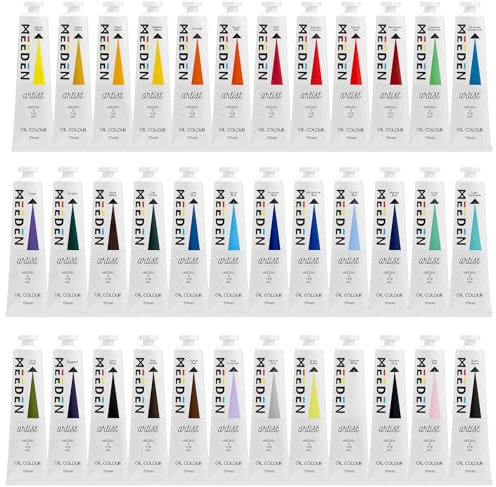 MEEDEN Peinture à l'Huile Kit - 36 Couleurs x 170ml/5.7oz Tubes Professionnels pour Adulte - Peinture Huile Artiste pour Tableau Verre Bois Toile