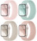 Epova 4 Stück Geflochten Armband Kompatibel mit Apple Watch Armband 41mm 40mm 38mm für Damen Herren, Elastisches Nylon Stoff Solo Loop Armbänder für Apple Watch SE/Series 9 8 7 6 5 4 3 2 1