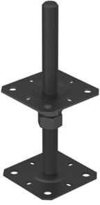 GRUNDLINE - Pfostenträger höhenverstellbar 50 bis 200 mm- Pfostenträger aufschrauben - Stützenfuß - Pfostenanker - Aufschraubhülse - Anker - Gewindestange m24-250 mm - Ankerplatte 130x130x4 mm