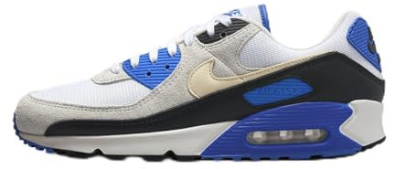 Nike Herren Air Max 90 Premium Sneaker, White Khaki Racer Blue Black, 38.5 EU