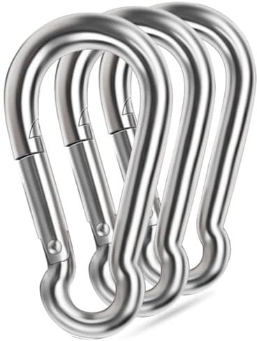 Large Spring Snap Hooks, 304 Stainless Steel Carabiner Clip Heavy Duty Rope Connector Link Buckle 1/2 3/8 Clip for Gym Equipment Hammock Swing (5.5inch(M12)-3Pcs)