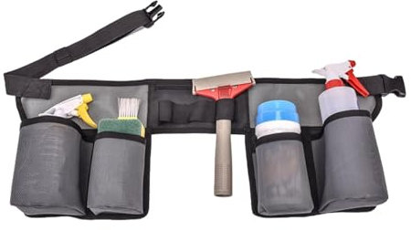 Ceinture outils nettoyage, tablier de taille de nettoyage, ceinture porte-bouteille de nettoyage réglable, pochette pour outils de nettoyage de vitres avec 4 poches
