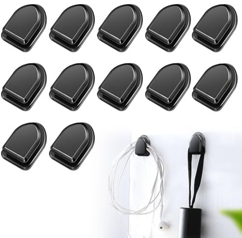 12 Stück Mini Auto Haken Multifunktionale Fahrzeug-Klebehaken AutoKlebehaken Mini Auto Armaturenbrett Haken Autohaken für Armaturenbrett, Maske, Schlüssel USB-Kabel, Kopfhörer-Kabelhalter, Schwarz