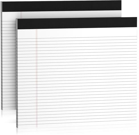 Notizblöcke, 27,9 x 24,1 cm, liniert, mikroperforiert, weiß liniert, 80 g/m², College-Papier, 30 Blatt, Notizbuch für Schule, To-Do-Listen, Büro, 2 Stück