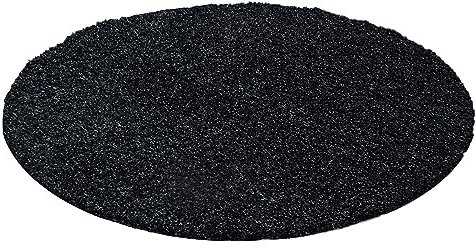 Stilvoll Günstig by ELMM Teppich rund Wohnzimmer Schlafzimmer Anthrazit 80 x 80 Unicolor - Einfarbig Hochflor