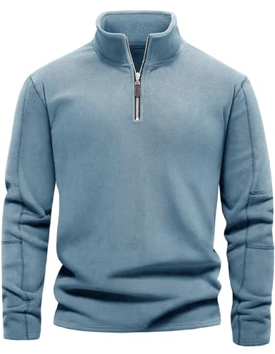 TOMEEK Herren Fleece Pullover Half Zip Sweatshirt Fleecepullover Sport Arbeitspullover Herren Fleecejacke