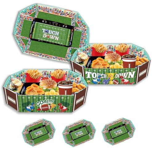 GalaHub Football Party Supplies Kit - Football Food Tray Set, 3 Pack Football Themed Snack Trays for Tailgate, Birthday Parties & Game Day Celebrations