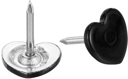 QUARKZMAN 20 Stück Reißnägel Schwarz, 11mmx125mm Flachkopf Pinnwandnadeln Dekorative Möbelnägel Daumennagel Reißzwecken für Ziernägel, Zuhause, Büro, Wandbehäng, Möbel Sofa