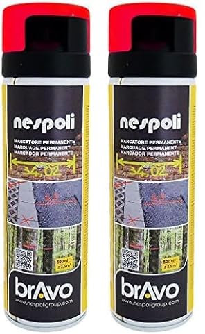NESPOLI Peinture aérosol traceur de chantier rouge fluorescent 500 ml (Lot de 2)