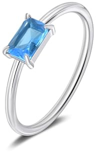 Candyfancy Geburtsstein Ringe Silber für Damen Stapelbarer Ring für Frauen Mädchen Verlobungsring Versprechensringe Daumenring mit Aquamarin Stein Größe 52