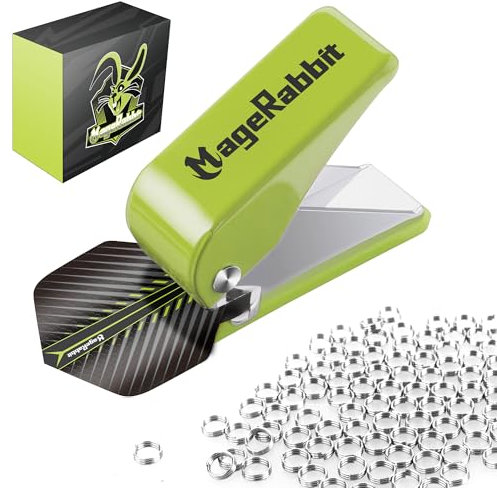 MageRabbit Dart Flight Locher mit 100 Metall-O-Ringen, Dart Werkzeug für präzises Stanzen, Dart Zubehör
