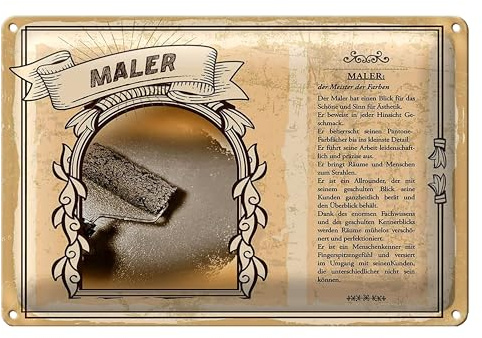 Vintage Blechschild | Maler | Meister der Farben | Dekoration | 18 cm x 12 cm
